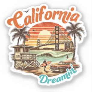 Pegatina California Dreamin’ - Puente costero, playa
