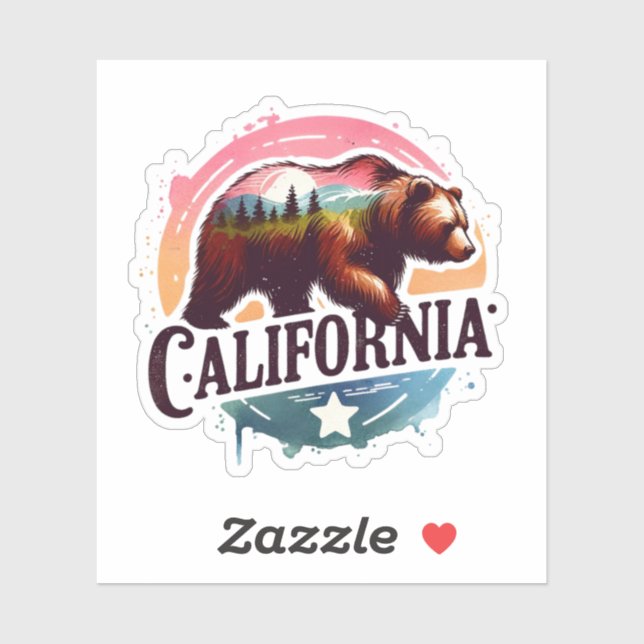 Pegatina California, Grizzly Bear (Hoja)