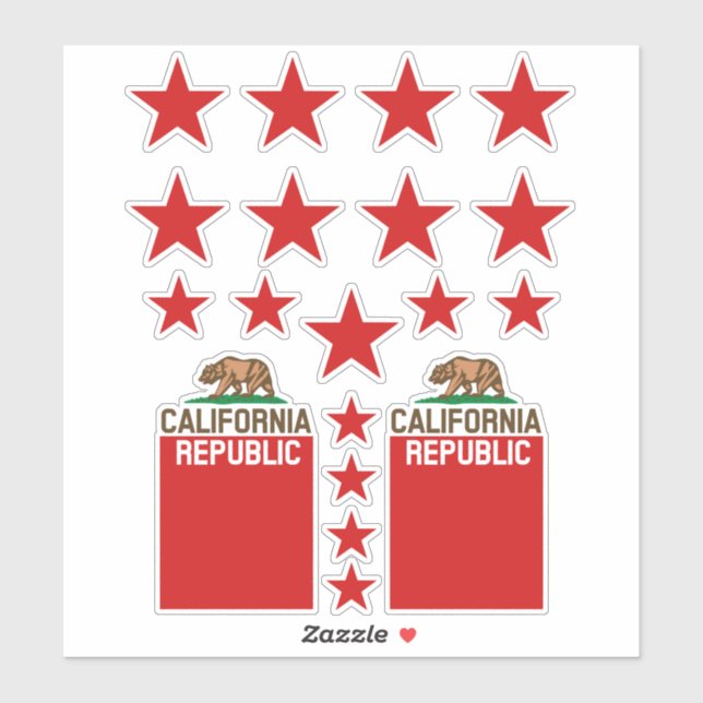 Pegatina CALIFORNIA REPÚBLICA Bandera Estatal Diseño Estrel (Hoja)