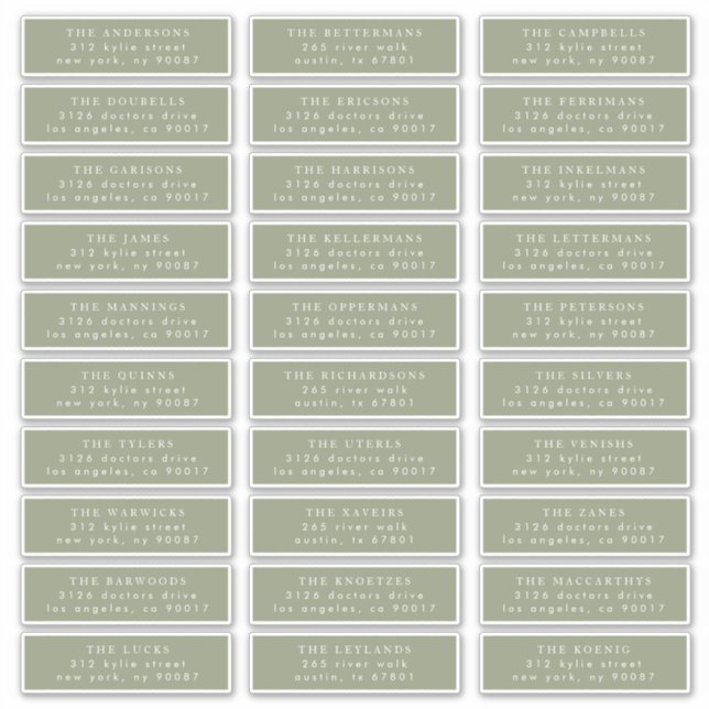 Pegatina Caligrafía moderna blanca y verde simple (Anverso)