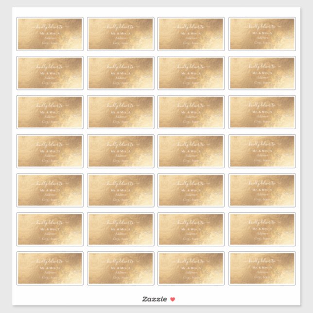 Pegatina Caligrafía para Dirección de Invitados Falsa Dorad (Hoja)