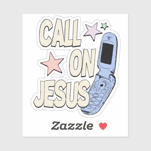 Pegatina Call on Jesus – Retro Faith Design (Hoja)