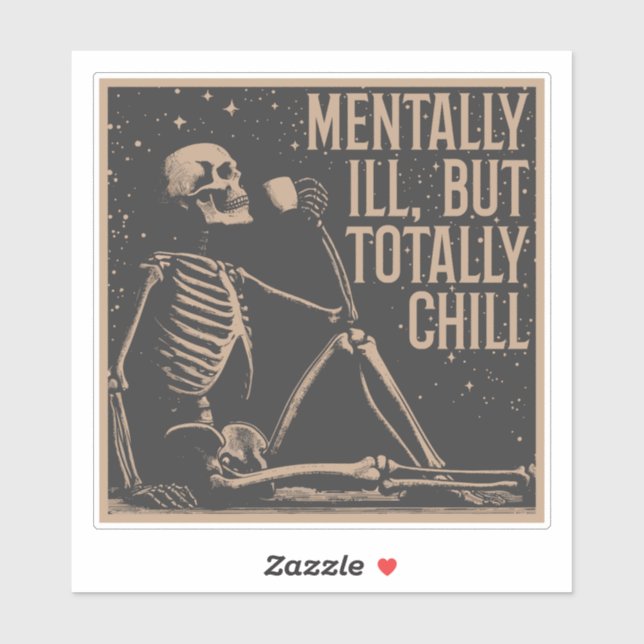 Pegatina Calle cósmica: El esqueleto relajado (Hoja)