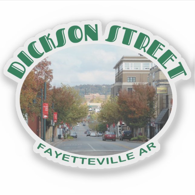 Pegatina Calle Fayetteville Arkansas Dickson con foto (Anverso)