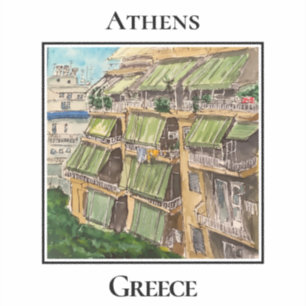 Pegatina Calle Típica de Apartamentos en Atenas Grecia