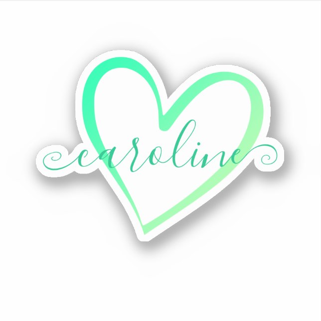Pegatina Calligrafía de Ombre verde azulada Nombre caligráf (Anverso)