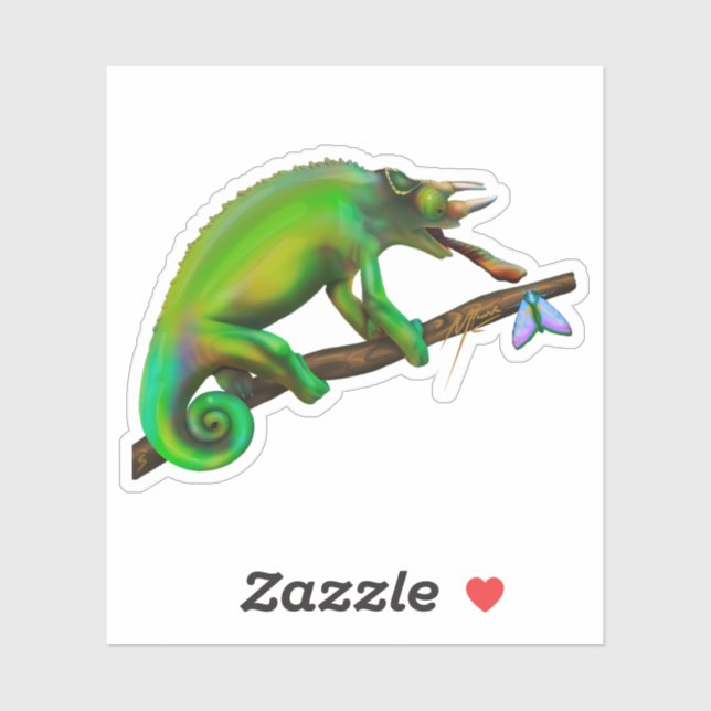 Pegatina Camaleón de Jackson Apuntando  (Hoja)