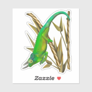 Pegatina Camaleón de Jackson en el bambú