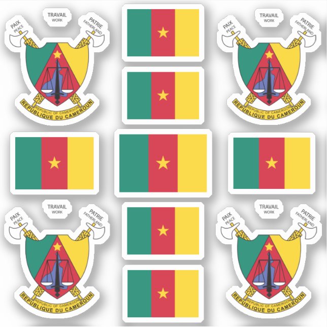 Pegatina Camerún - Símbolos nacionales/Escudo de armas y ba (Anverso)