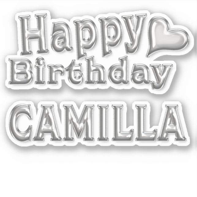 Pegatina Camilla Happy Birthday silver Aufkleber Sticker (Anverso)