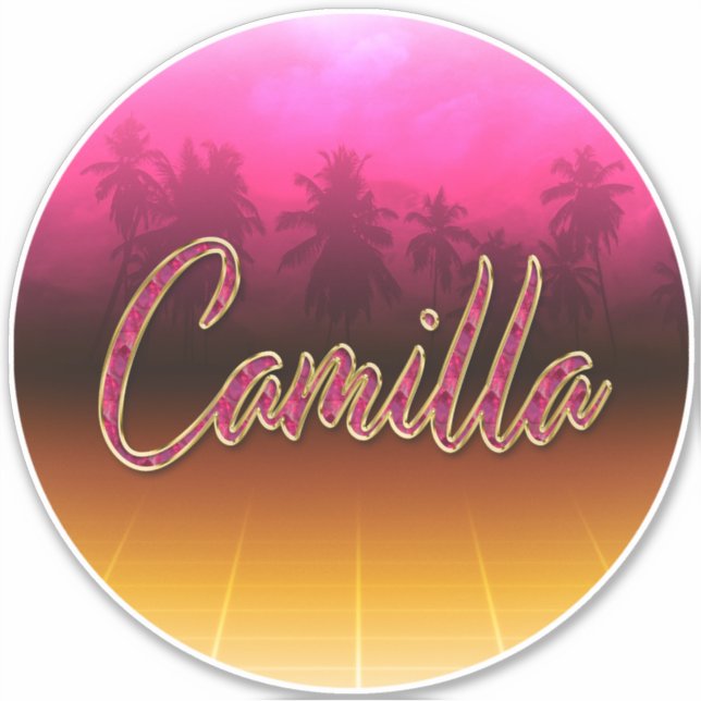 Pegatina Camilla Vorname Name golden pink Aufkleber Sticker (Anverso)