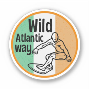 Pegatina Camino Atlántico Salvaje - surf turismo irlandés p