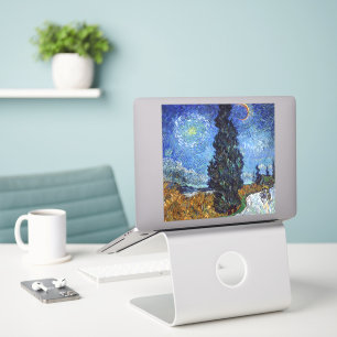 Pegatina Camino con Cipreses Impresionismo de Van Gogh