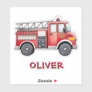Pegatina Camión de bomberos de dibujos animados rojo lindo