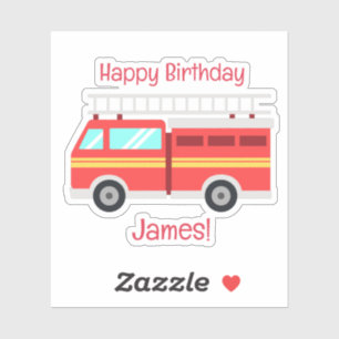 Pegatina Camión de fuego personalizado