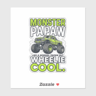 Pegatina Camión Monstruo Papá Wheelie Genial Divertido Dise
