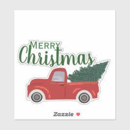 Pegatina Camión rojo alegre Navidad