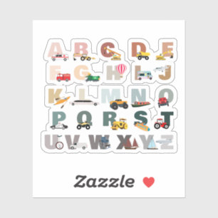 Pegatina Camiones ABC Cute Alphabet, Vehículos De Transport