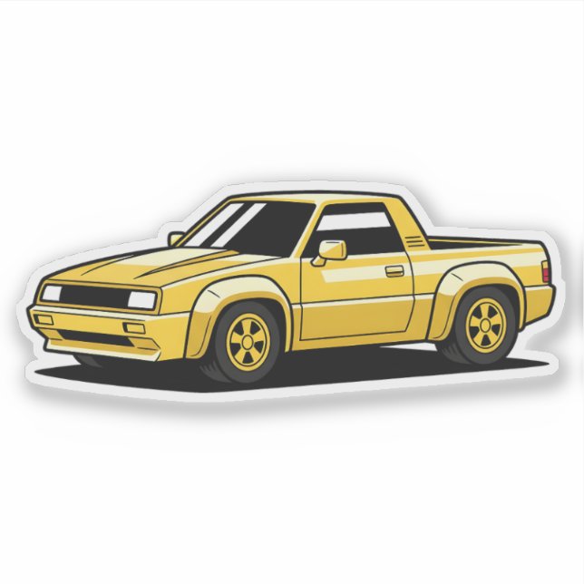Pegatina Camioneta Amarilla Audaz Toon (Anverso)