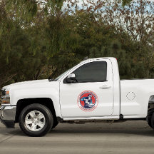 Camioneta de contratista de soldadura roja blanca