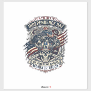 Pegatina Camioneta Monstruo Patriótica 1776 Fuera de Carret