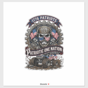 Pegatina Camioneta Monstruo Patriótica 1776 Fuera de Carret