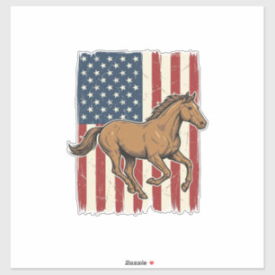 Pegatina Camisa de diseño de bandera patriótica de caballo 