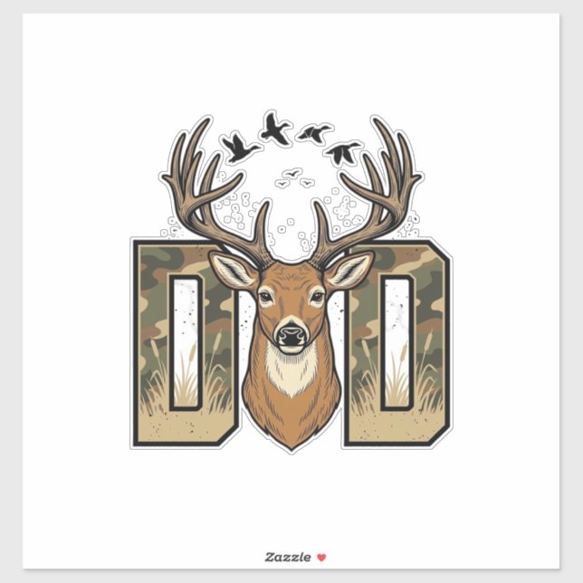 Pegatina Camisa de diseño vectorial de caza de ciervos Camo (Hoja)