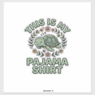 Pegatina Camisa De Dormir De Tortuga Lindo Vintage Vector D