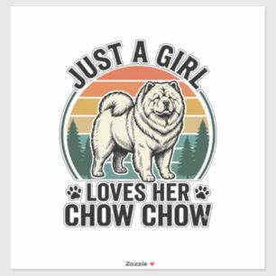 Pegatina Camisa de perro Chow Chow Arte de chica vintage am