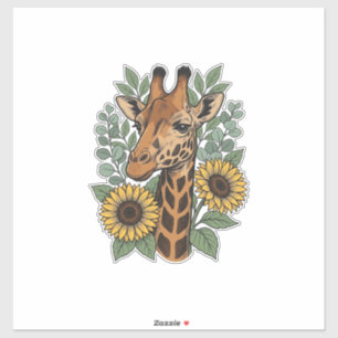 Pegatina Camisa Floral de Jirafa con Girasoles Grabados Vin