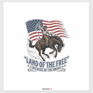 Pegatina Camisa occidental de tierra de libertad de vaquero