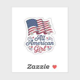 Pegatina Camisa Patriótica de Daisy con Bandera de Niña Tot