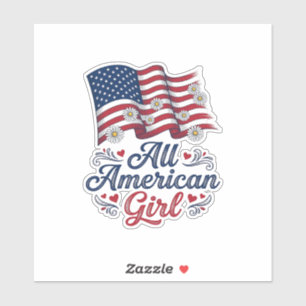 Pegatina Camisa Patriótica de Daisy con Bandera de Niña Tot