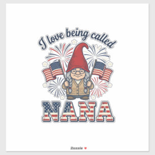 Pegatina Camiseta Abuela Gnome Patriótica Vintage Des