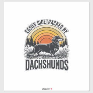 Pegatina Camiseta Amante de Dachshund Fácilmente Desviado A