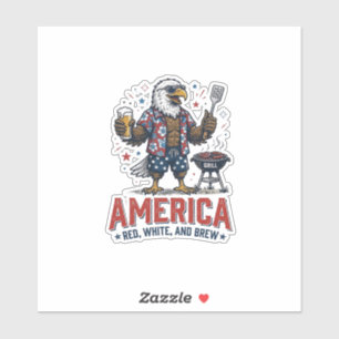 Pegatina Camiseta America Red White And Brew Eagle BBQ (7)_