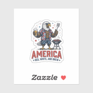 Pegatina Camiseta America Red White And Brew Eagle BBQ (7)_