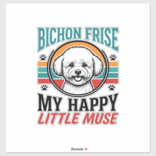 Pegatina Camiseta Bichon Frise Espíritu Vintage Arte Perro_