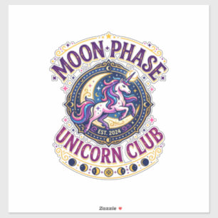 Pegatina Camiseta comercial Unicorn Moon Phase Unicorn Club