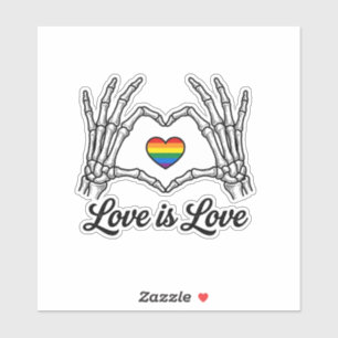 Pegatina Camiseta Corazón Arcoíris Manos Esqueleto El Amor