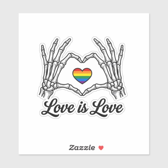 Pegatina Camiseta Corazón Arcoíris Manos Esqueleto El Amor  (Hoja)