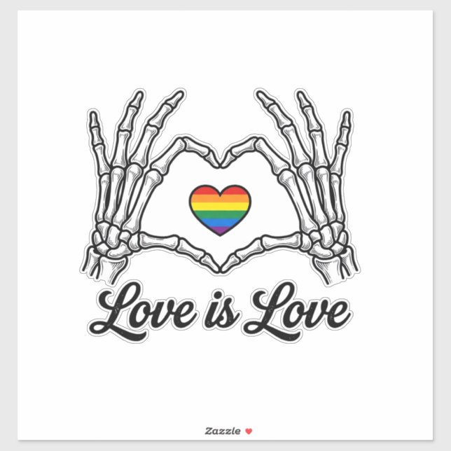 Pegatina Camiseta Corazón Arcoíris Manos Esqueleto El Amor  (Hoja)