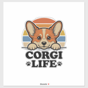 Pegatina Camiseta Corgi Life Grabado Vintage Arte Amante Pe