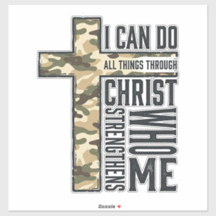 Pegatina Camiseta Cristiana Cruz de Fe Puedo Hacer Todas la