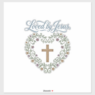 Pegatina Camiseta cristiana de cruz floral amada por Jesús 