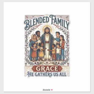Pegatina Camiseta Cristiana de Familia Mixta de Jesús