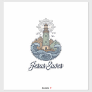 Pegatina Camiseta Cristiana Faro Vintage Jesús Salva_1