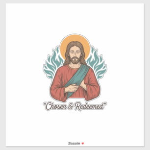 Pegatina Camiseta cristiana vintage de Jesús elegida y redi