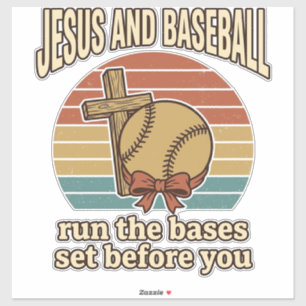Pegatina Camiseta Cristiana Vintage Jesús y Béisbol